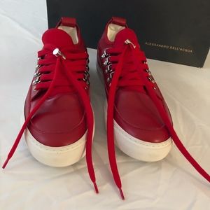 Alessandro Dell'acqua Leather Trainers in Red